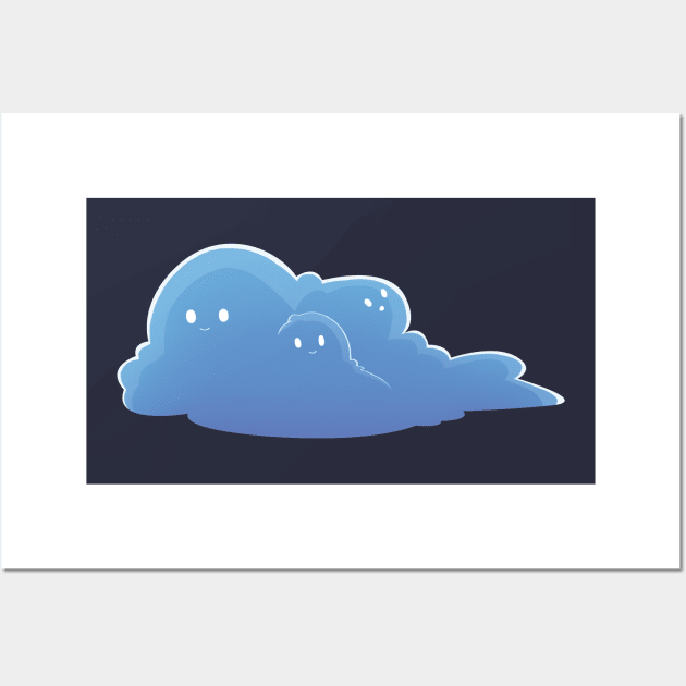 Kawaii Blue Cloud Wall Art by Nepho